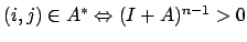 $ (i,j) \in A^* \Leftrightarrow (I+A)^{n-1} > 0$
